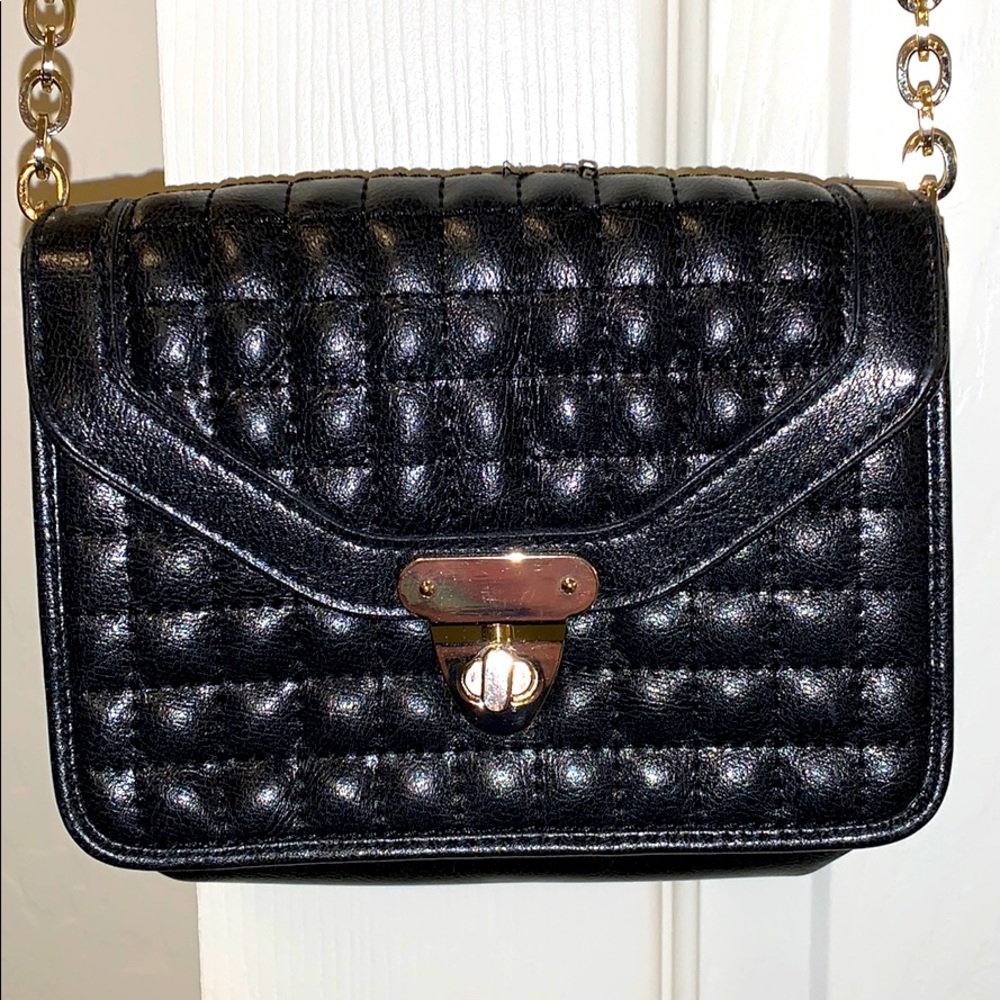 Black quilted crossbody purse